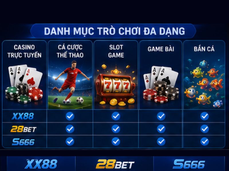 So Sánh Danh Mục Trò Chơi